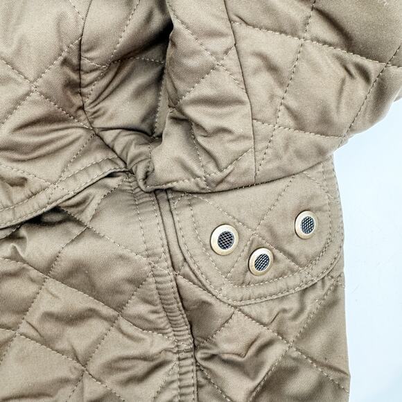 Burberry Quilted Coat Winter Down Finsbridge Plaid Jacket Check Olive Green XS - Picture 8 of 16